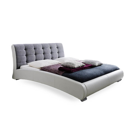 BAXTON STUDIO Guerin Two Tone Upholstered Grid Tufted King-Size Platform Bed 114-6221